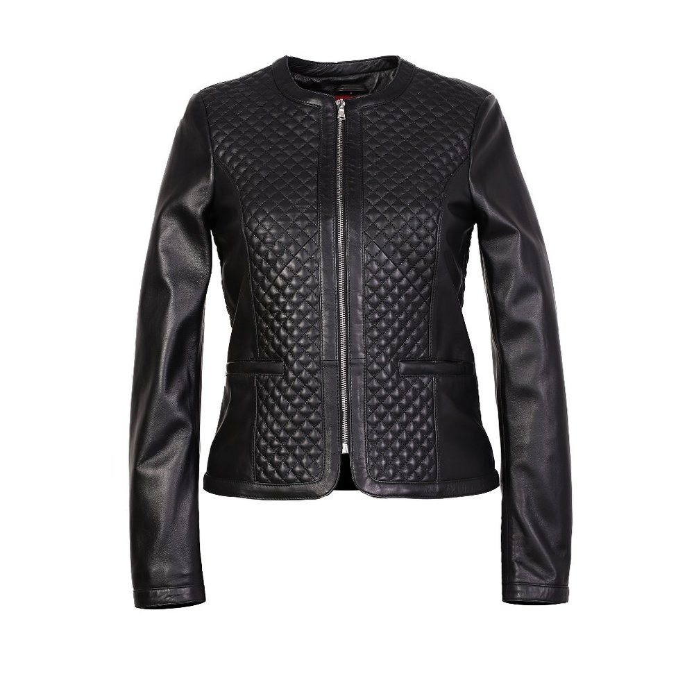 GILLE WOMENS DIAMOND PATTERNED LEATHER JACKET